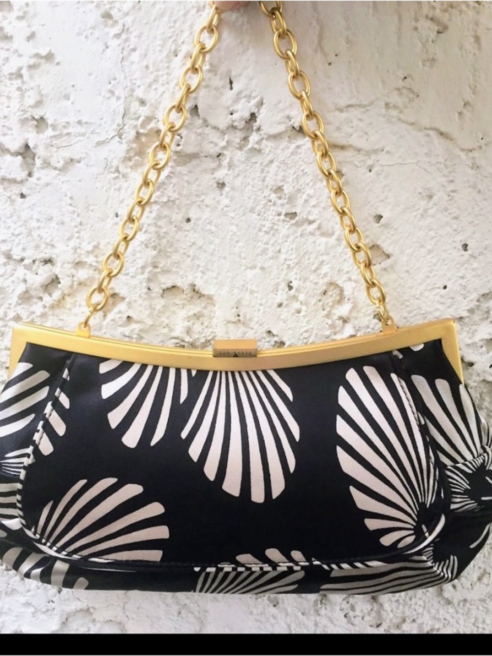 NWOT Ted Baker Dark Navy & White Silk Chain Evening Shoulder Bag